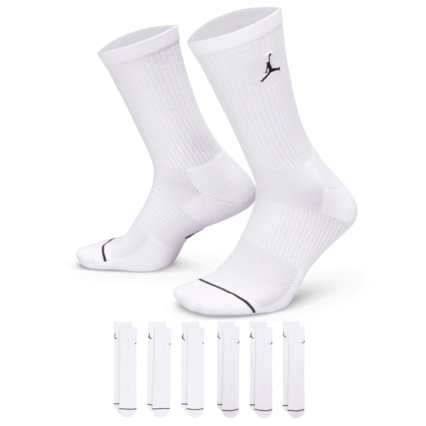 Jordan Cushion Ply Crew Sock 6 Pack - Men's - White/Black