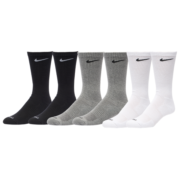 Nike 6 Pack Everyday Plus Cushioned Socks - Men's - White/Gray/Black