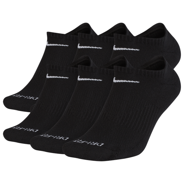 Nike 6 Pack Dri-FIT Plus No Show Socks - Men's - Black/White