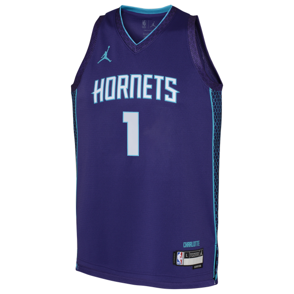 Jordan Hornets Statement Swingman Jersey - Boys' Grade School - Teal/Purple - Image 2