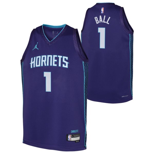 Jordan Hornets Statement Swingman Jersey - Boys' Grade School - Teal/Purple - Image 3